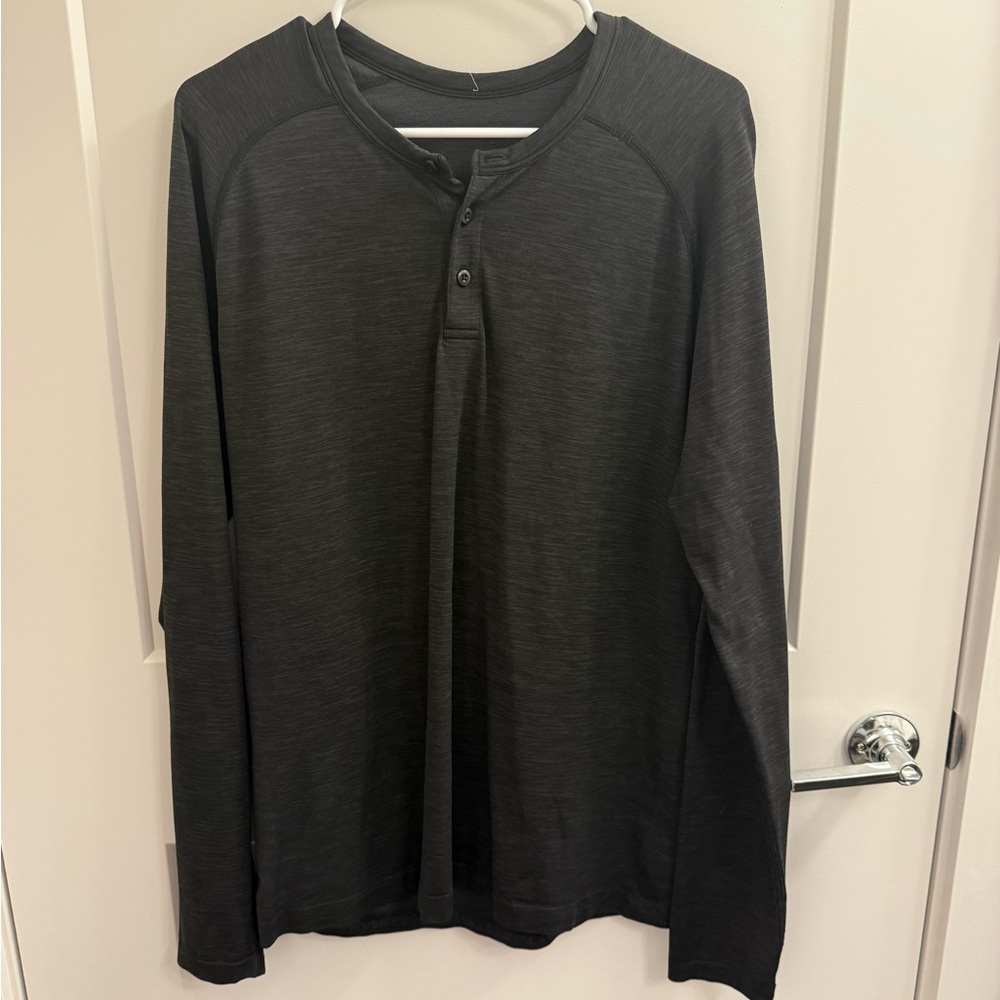 Charcoal Gray Long Sleeve Henley Top